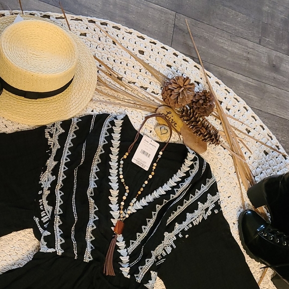 NEW NWT FREE PEOPLE BLUE BLK DRESS OR TUNIC - Picture 15 of 16